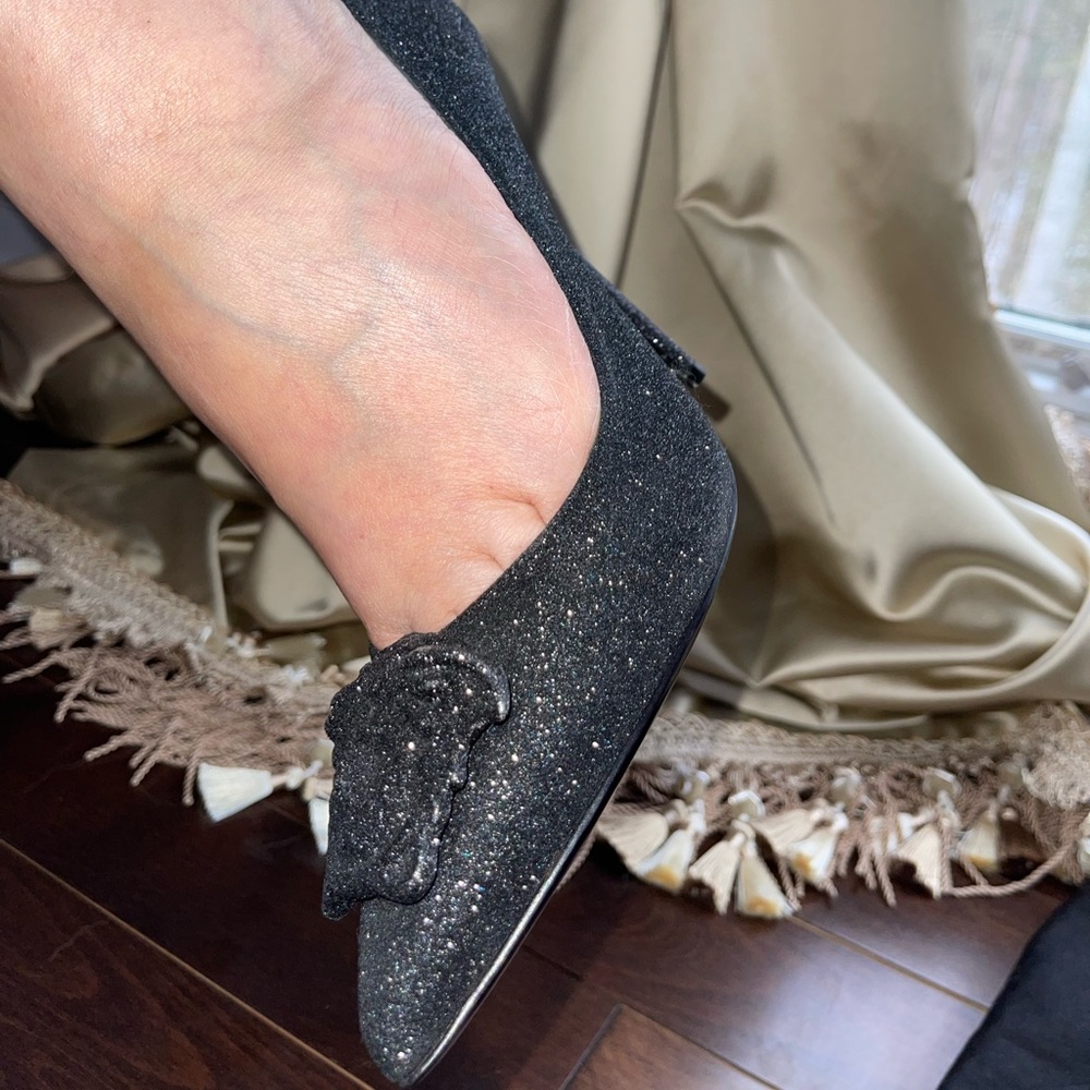 NWT Black Glitter Versace Heels
